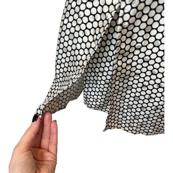 Diane Von Furstenberg Dress 4 Black And Ivory Silk Polka Dot Flare Side Tie Wrap - Picture 7 of 12